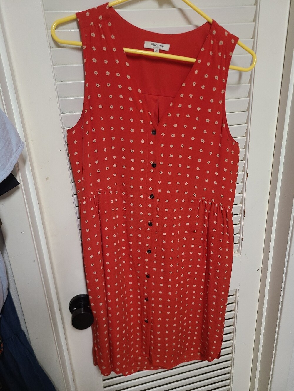 Madewell Red Floral Button Up Silk Mini Dress